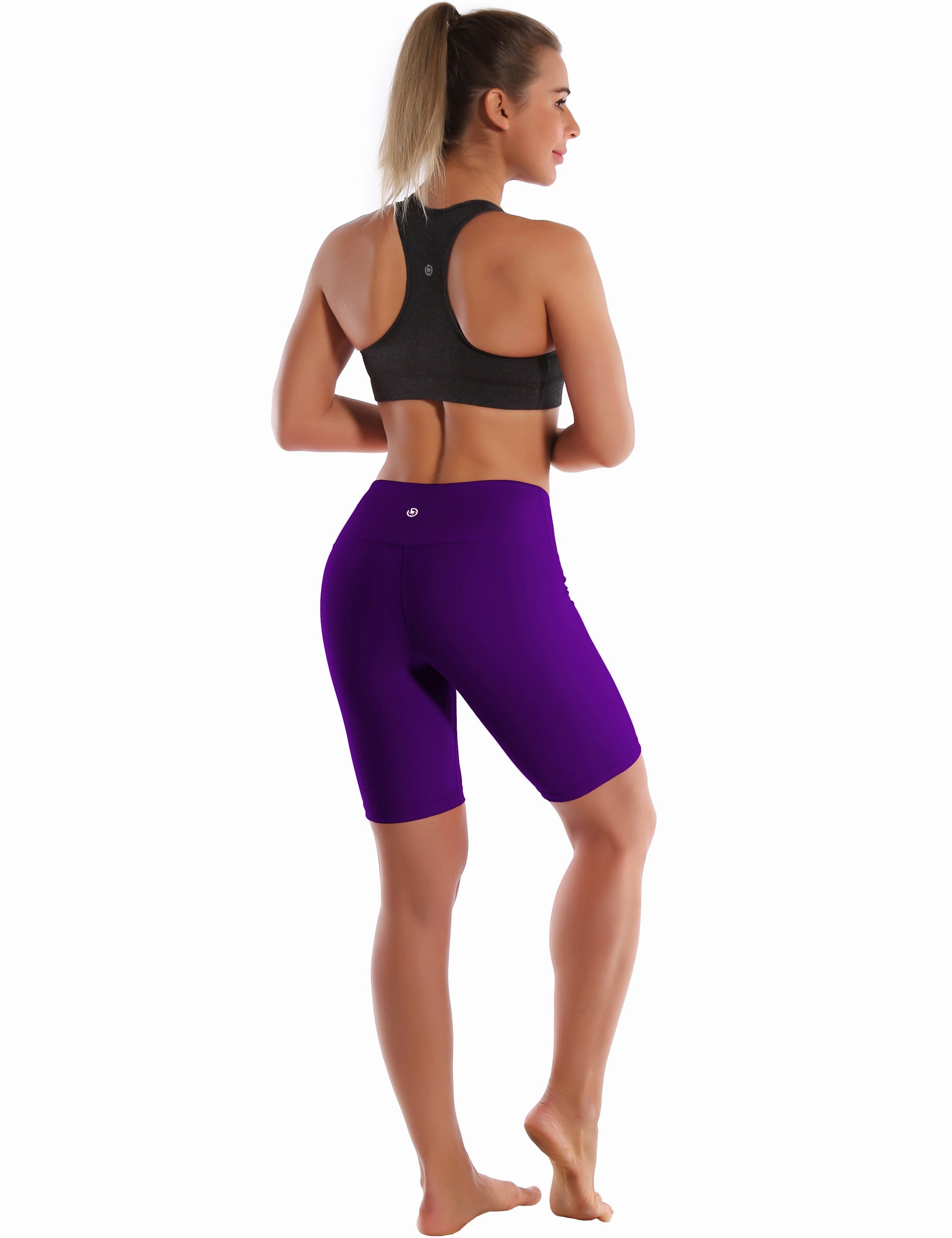 8" High Waist Tall Size Shorts eggplantpurple_Tall Size