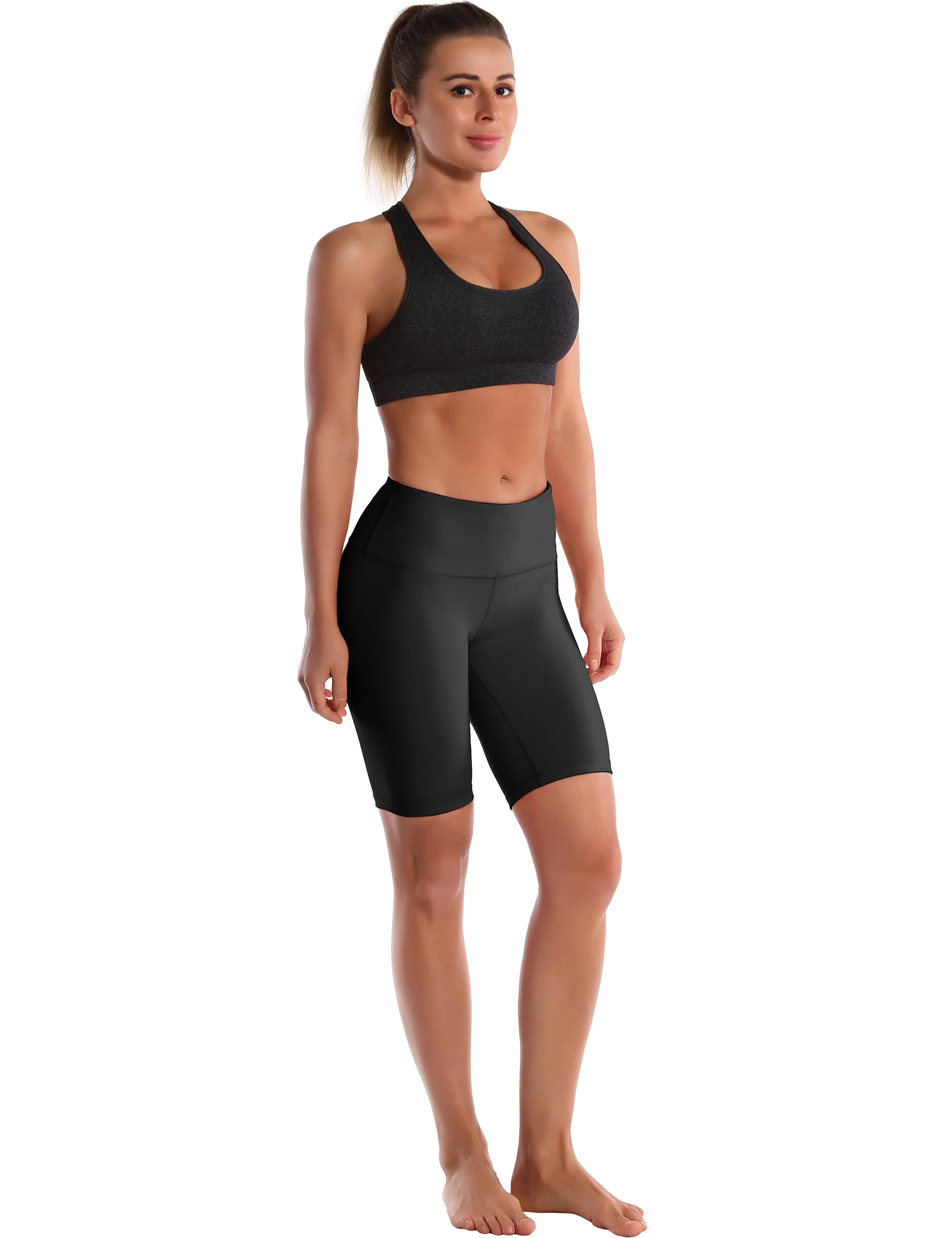 8" High Waist Plus Size Shorts black_Plus Size