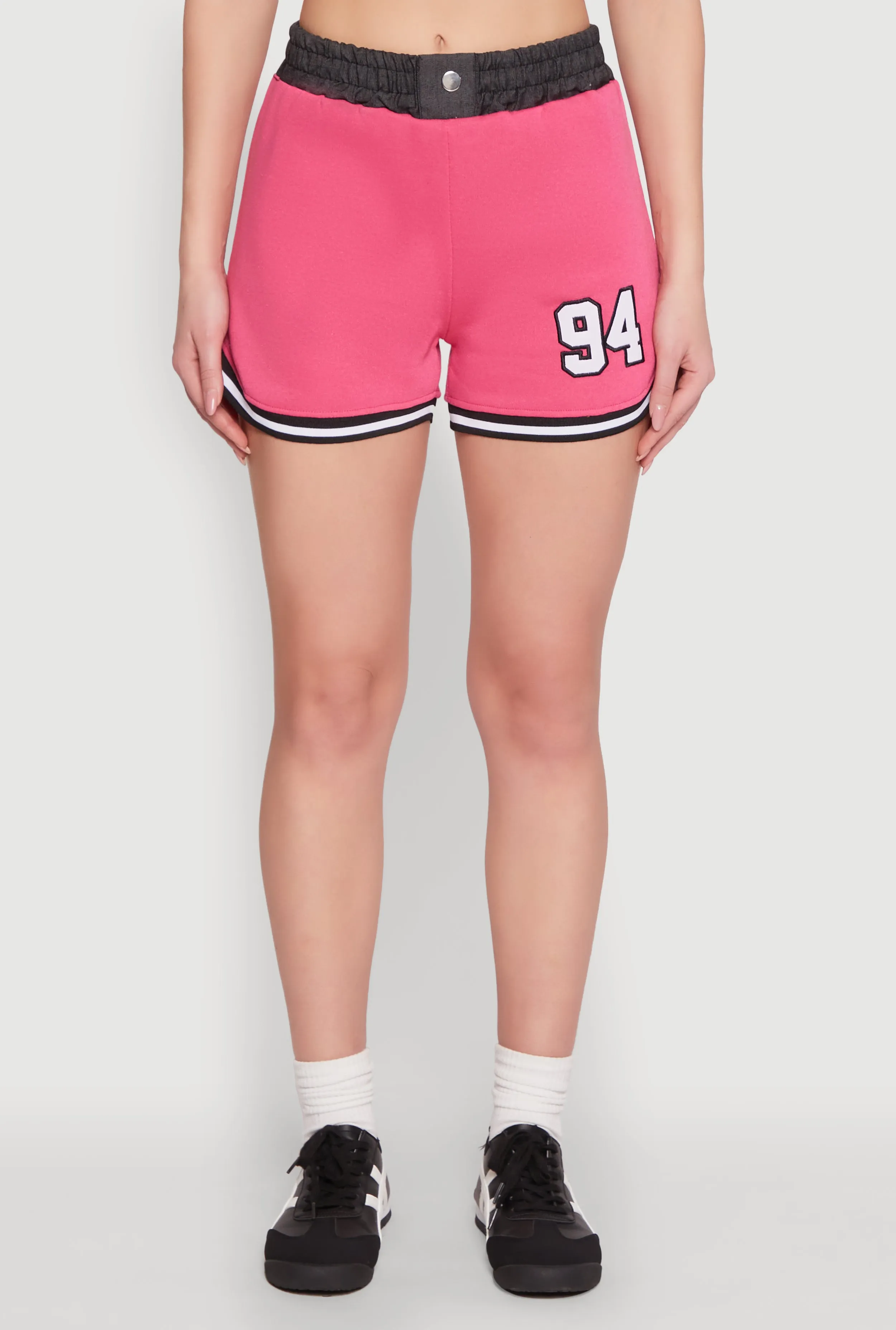 94 Graphic Denim Trim Shorts