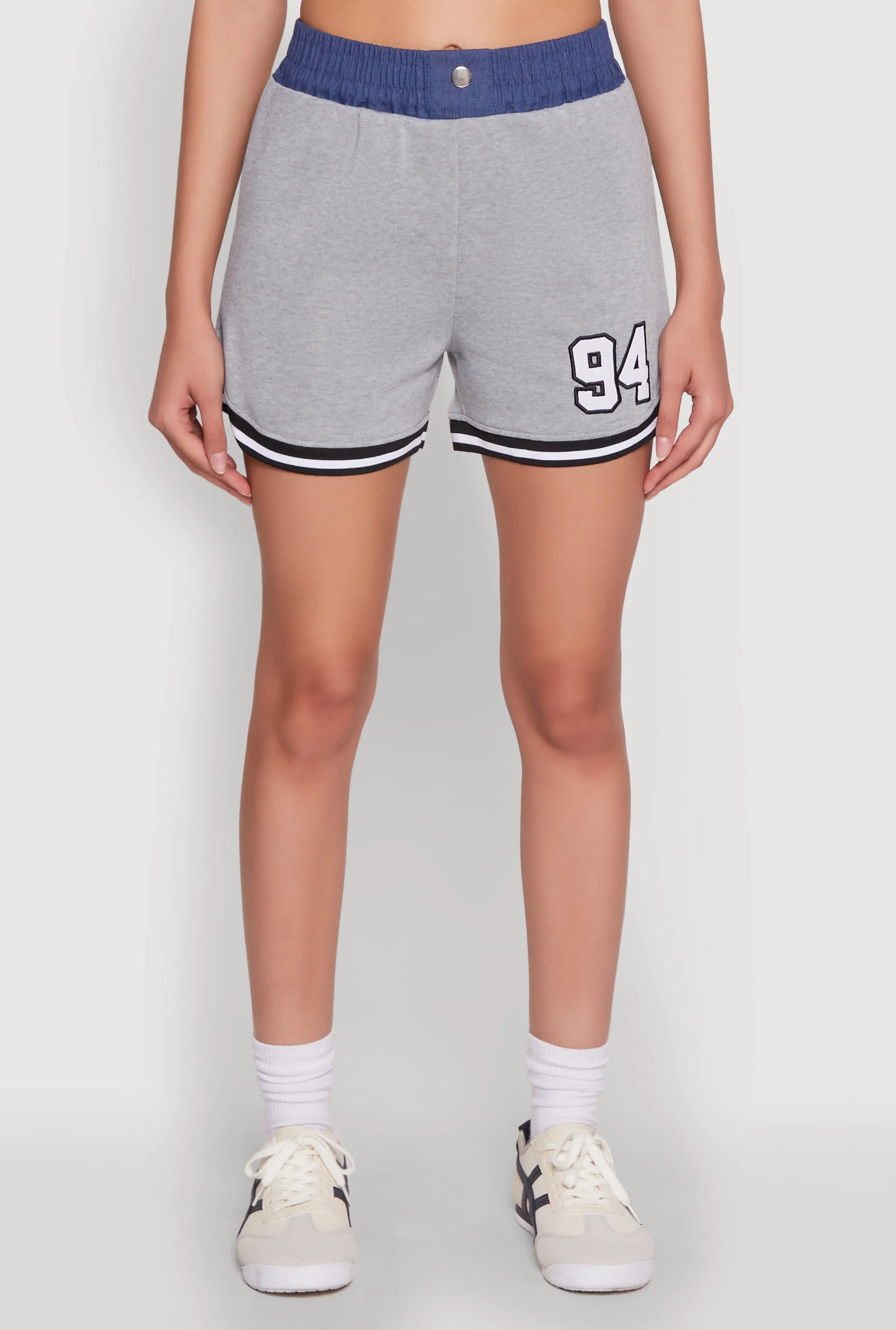 94 Graphic Denim Trim Shorts