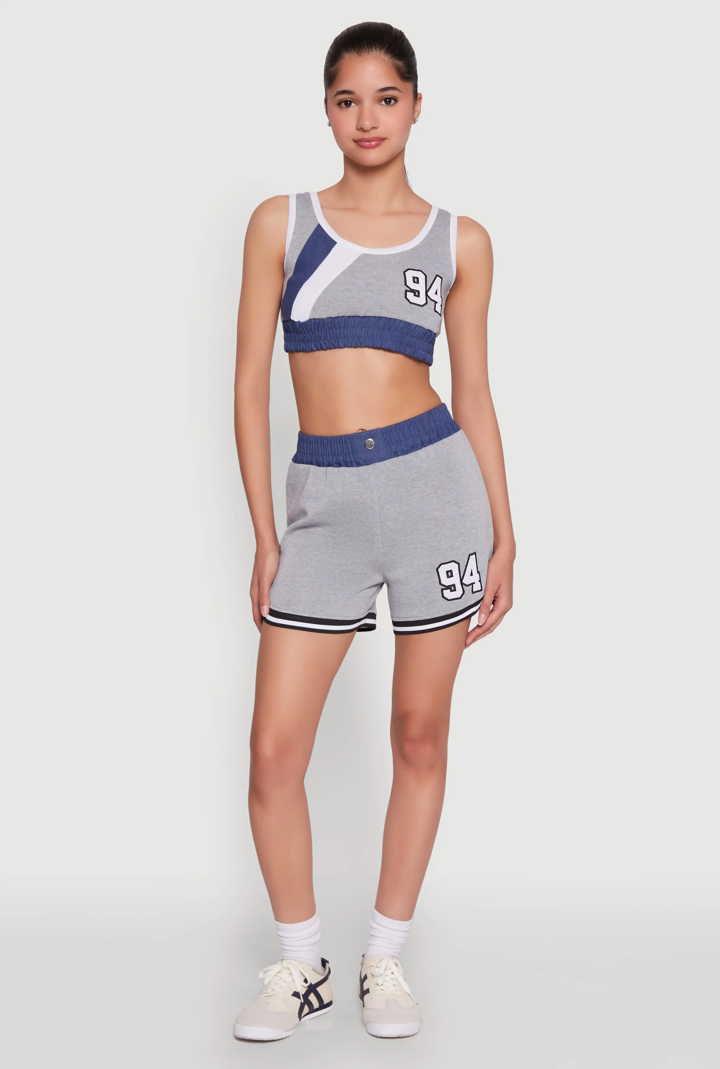 94 Graphic Denim Trim Shorts