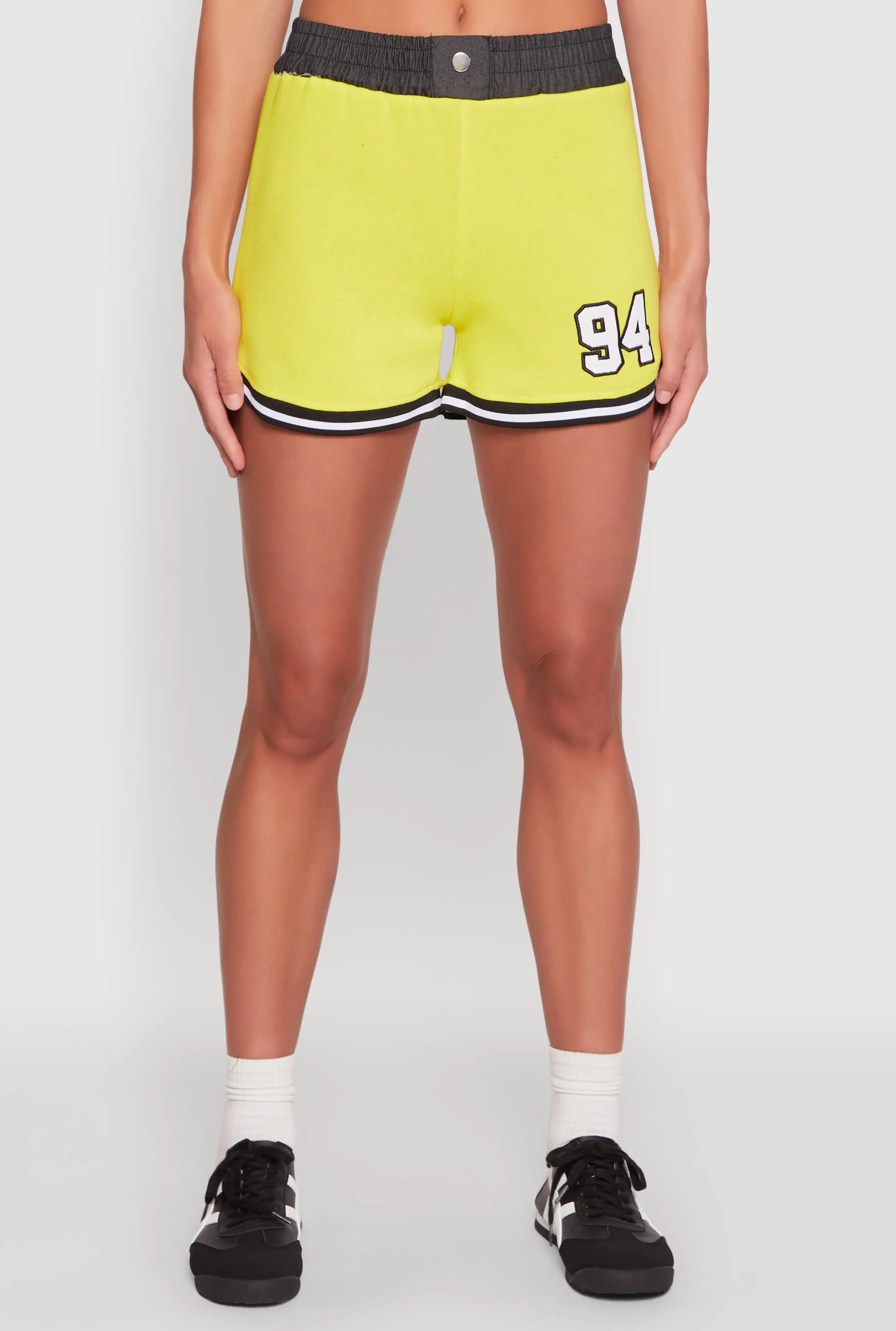 94 Graphic Denim Trim Shorts