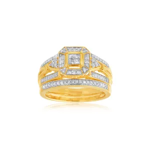 9ct Yellow Gold 0.45 Carat Diamond Bridal 2 Ring Set