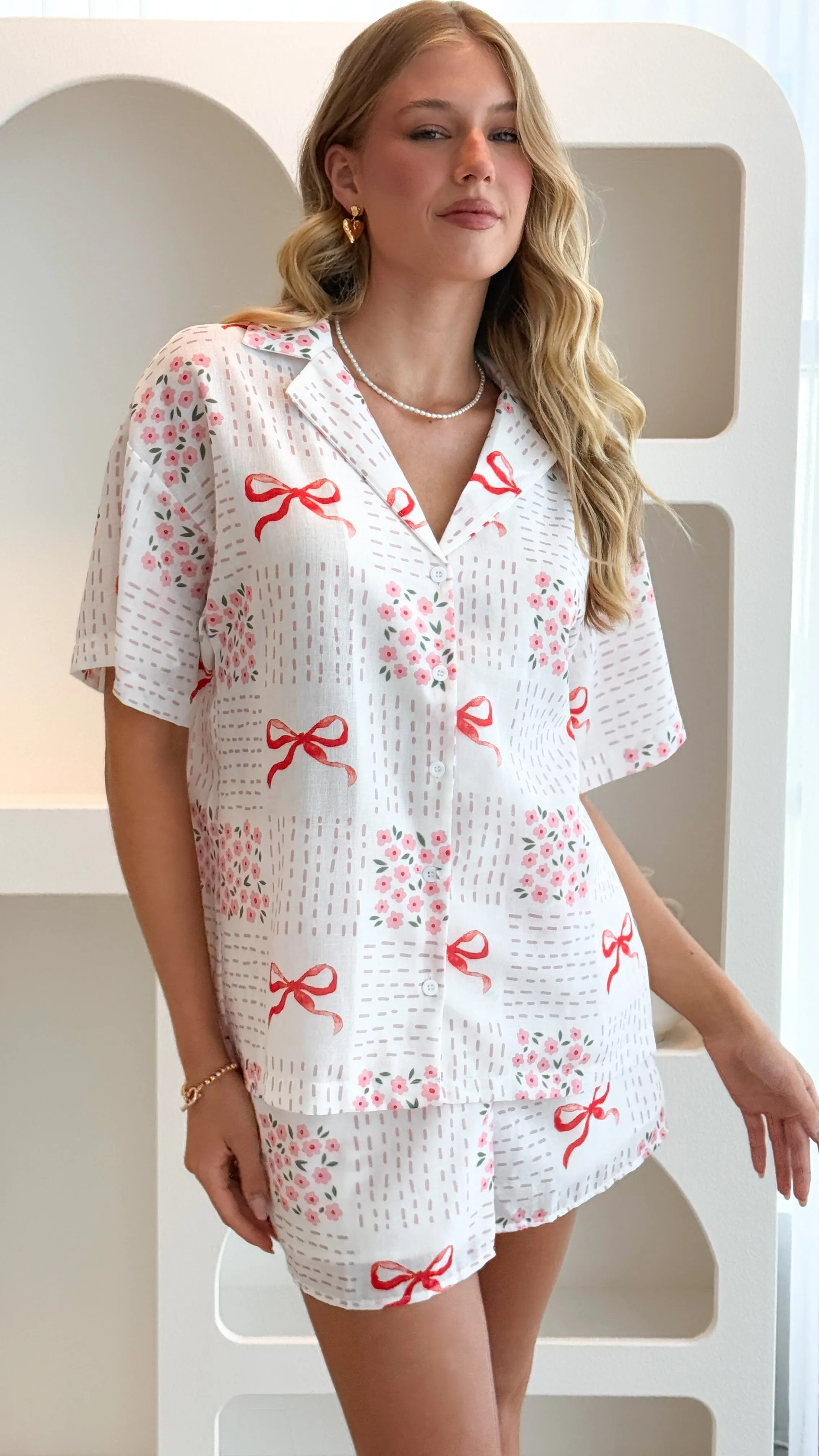 Abilene Button Up Shirt - Sweet Bow Pink