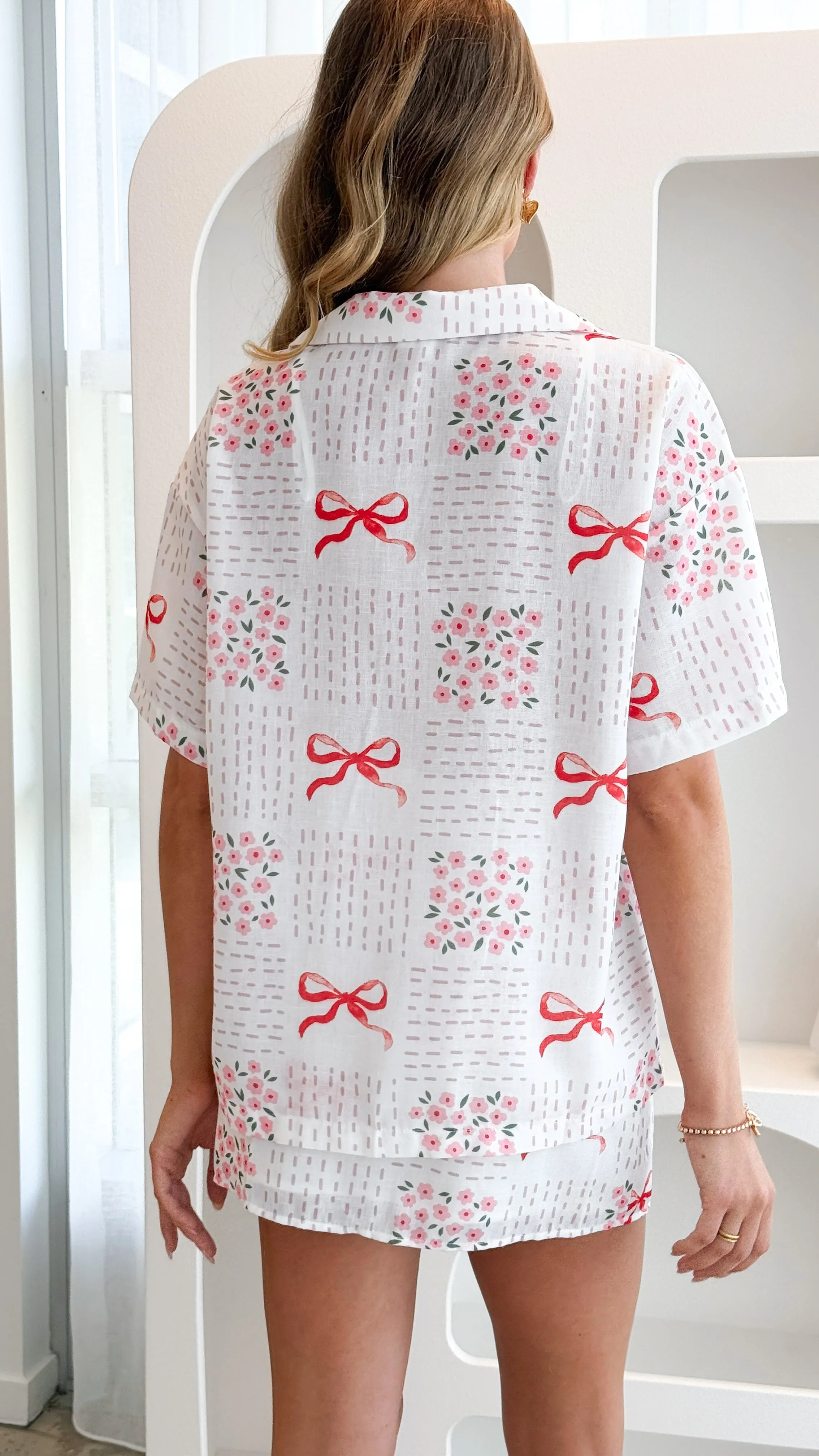 Abilene Button Up Shirt - Sweet Bow Pink