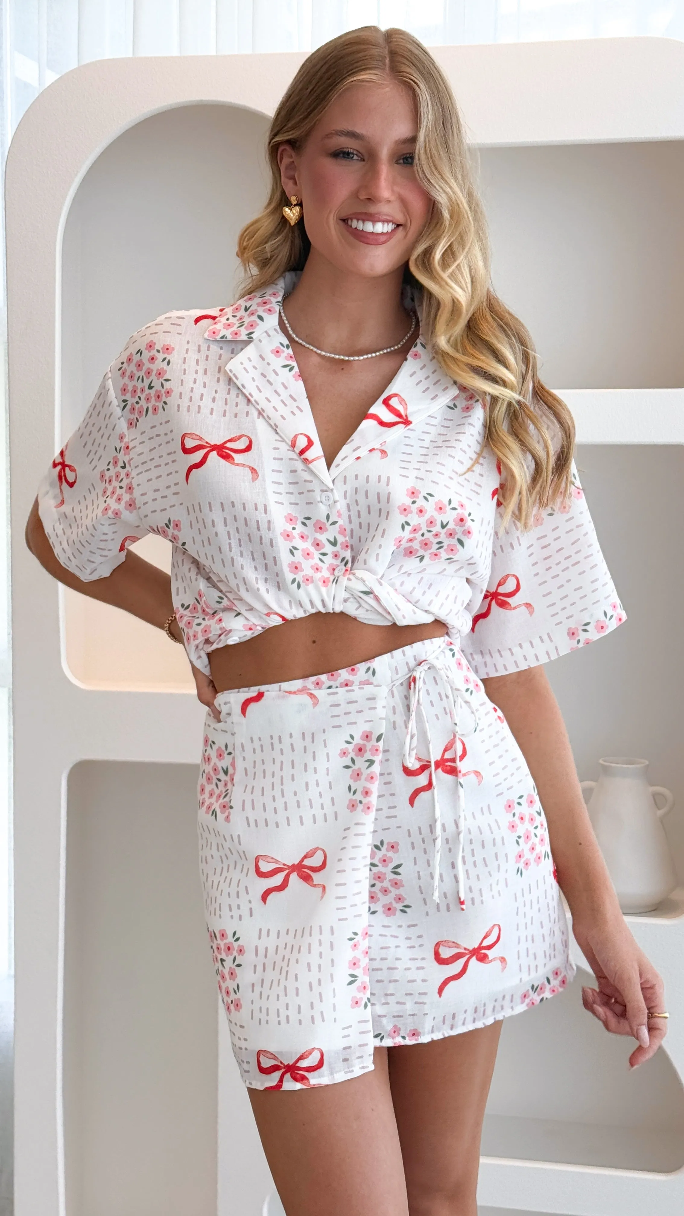 Abilene Button Up Shirt - Sweet Bow Pink
