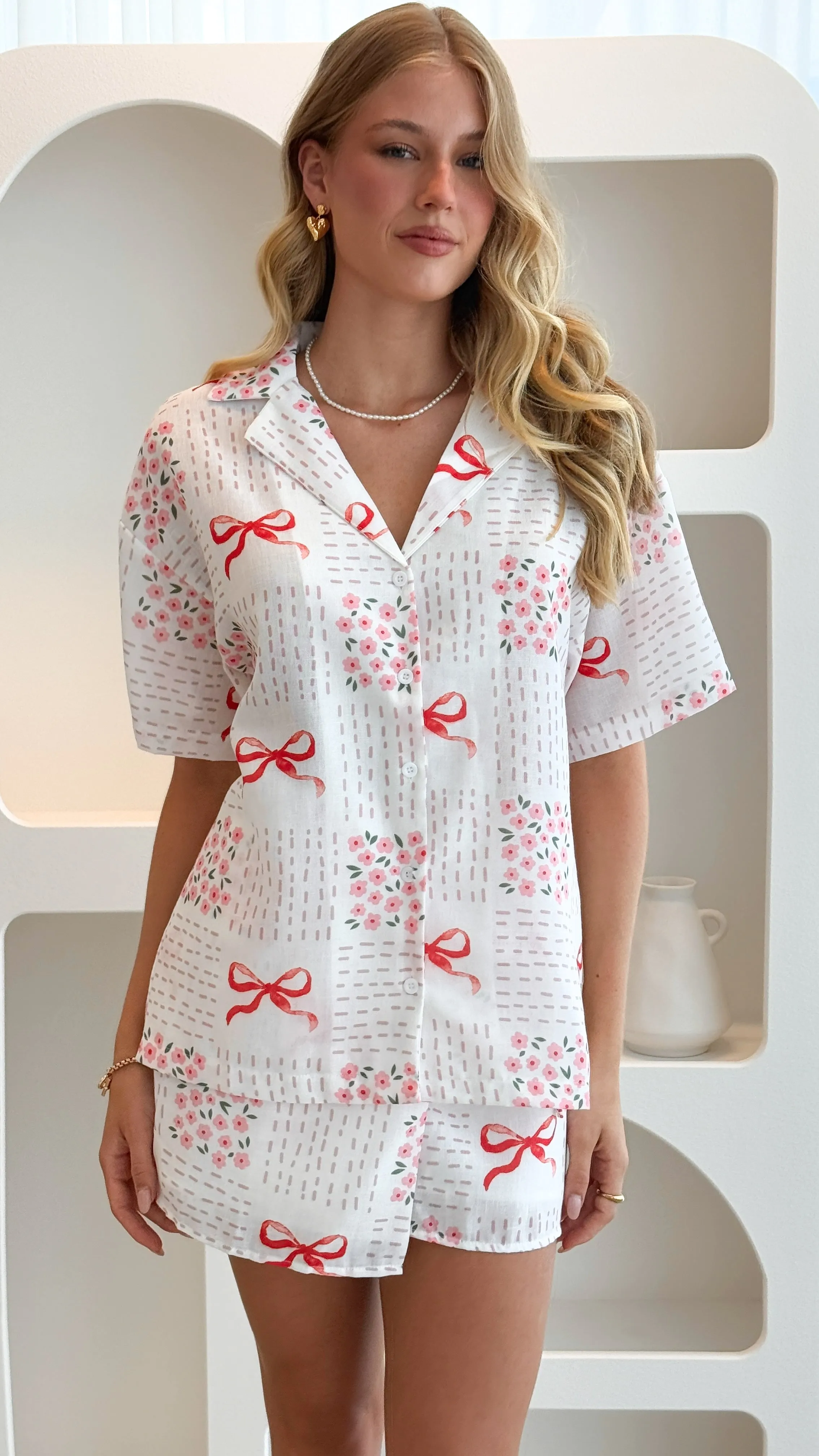 Abilene Button Up Shirt - Sweet Bow Pink