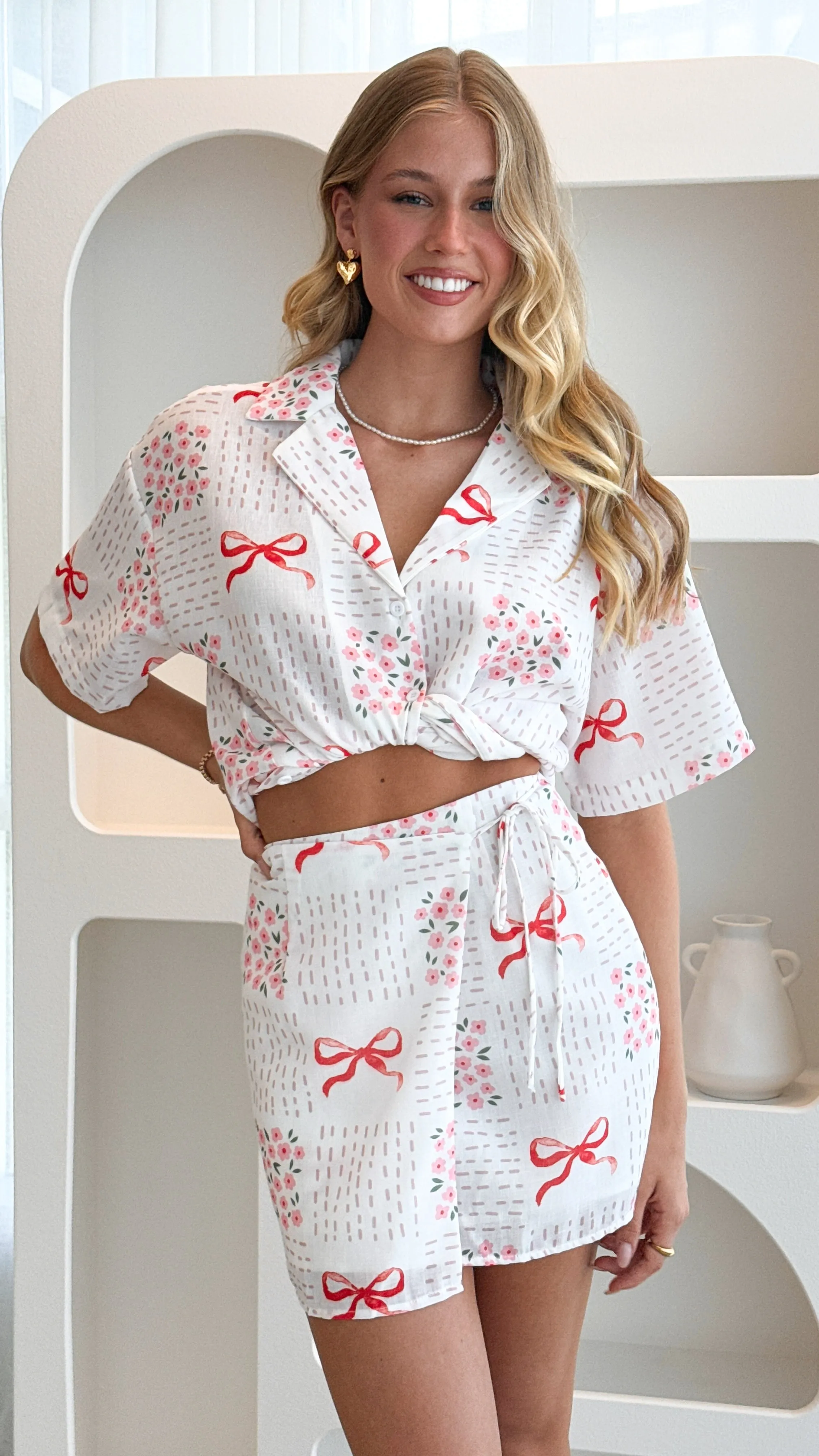 Abilene Button Up Shirt - Sweet Bow Pink