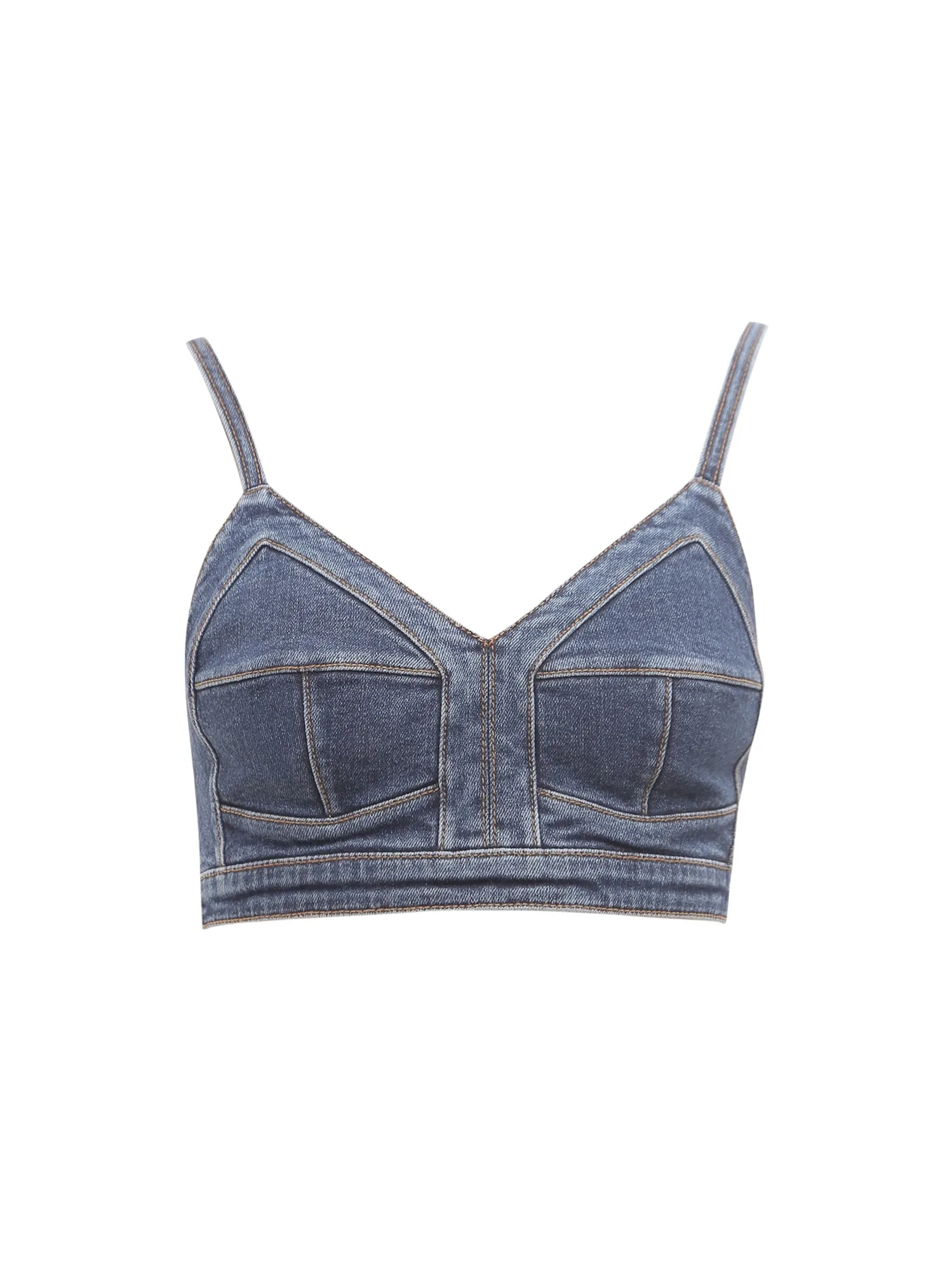 Alexander McQueen V-Neck Cropped Denim Camisole