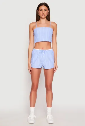 Almost Famous Pinstripe Contrast Waistband Shorts