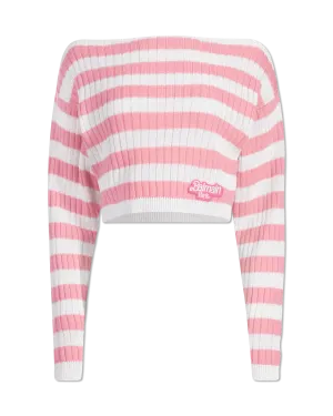 Balmain X Barbie Off Shoulder Knit Crop Top