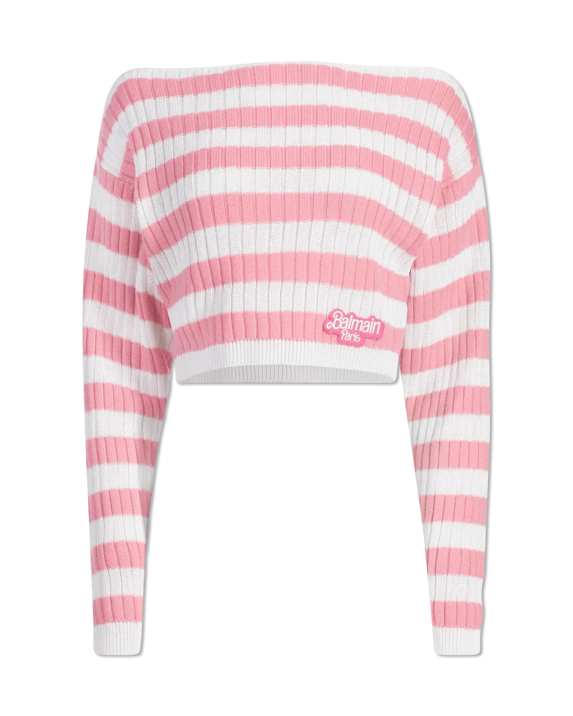 Balmain X Barbie Off Shoulder Knit Crop Top