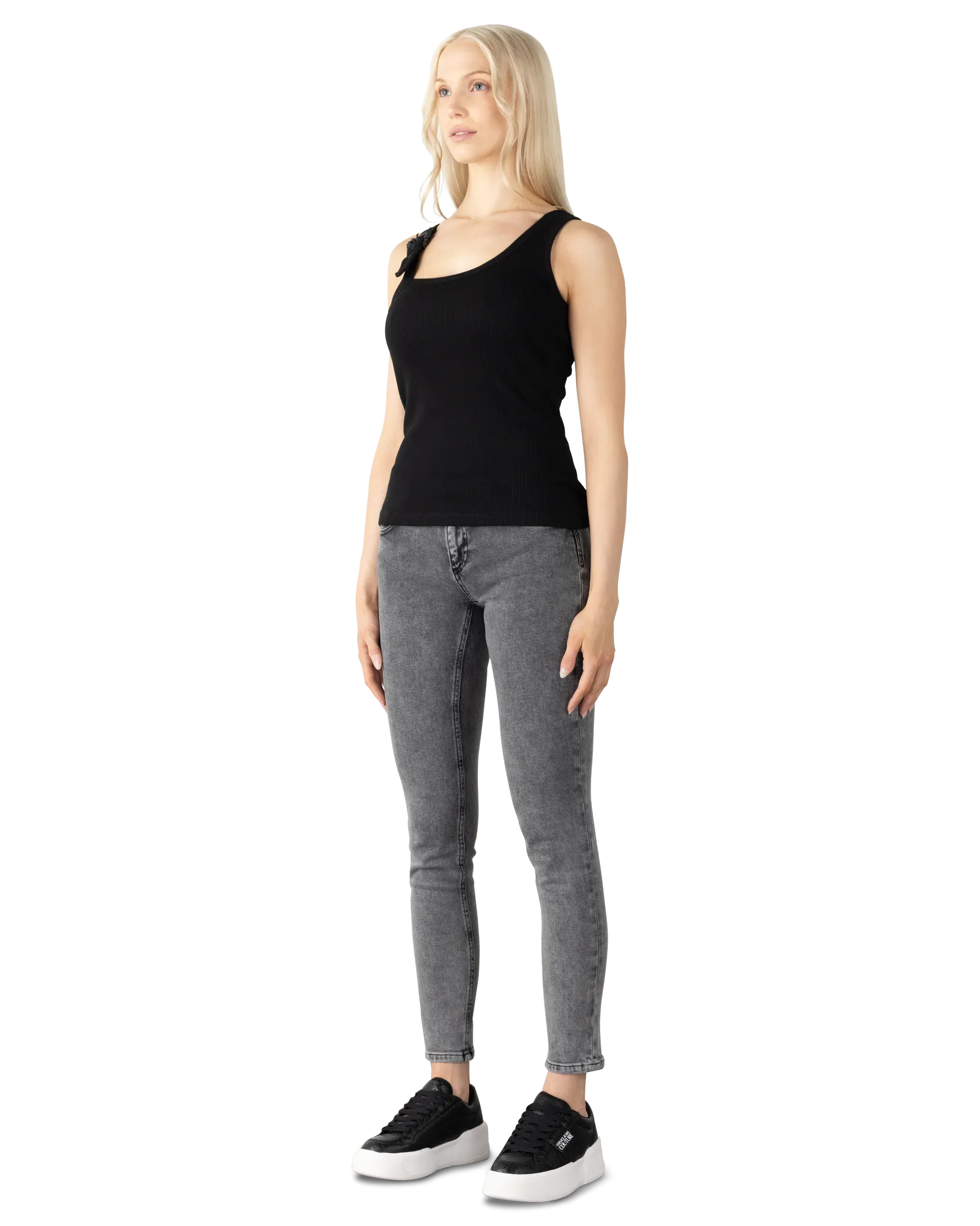 Baroque Buckle Ribbed Tank Top