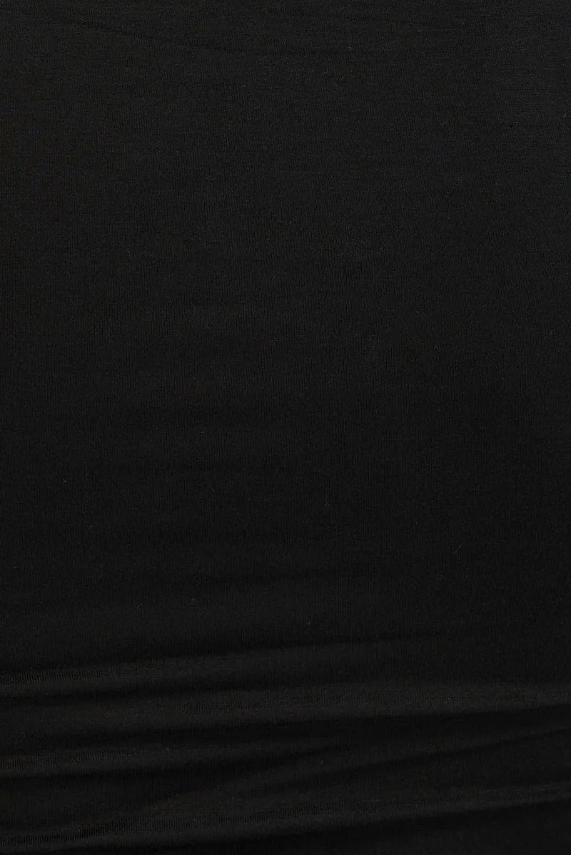Black Top Long Sleeve Mock Neck Cold Shoulder Jersey