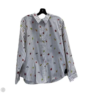 Blouse Long Sleeve By Coldwater Creek In Tan & White, Size: Xl