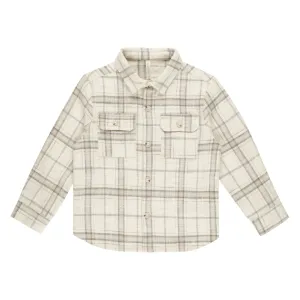 Collared Long Sleeve Shirt - Rustic Plaid - Stone - FINAL SALE