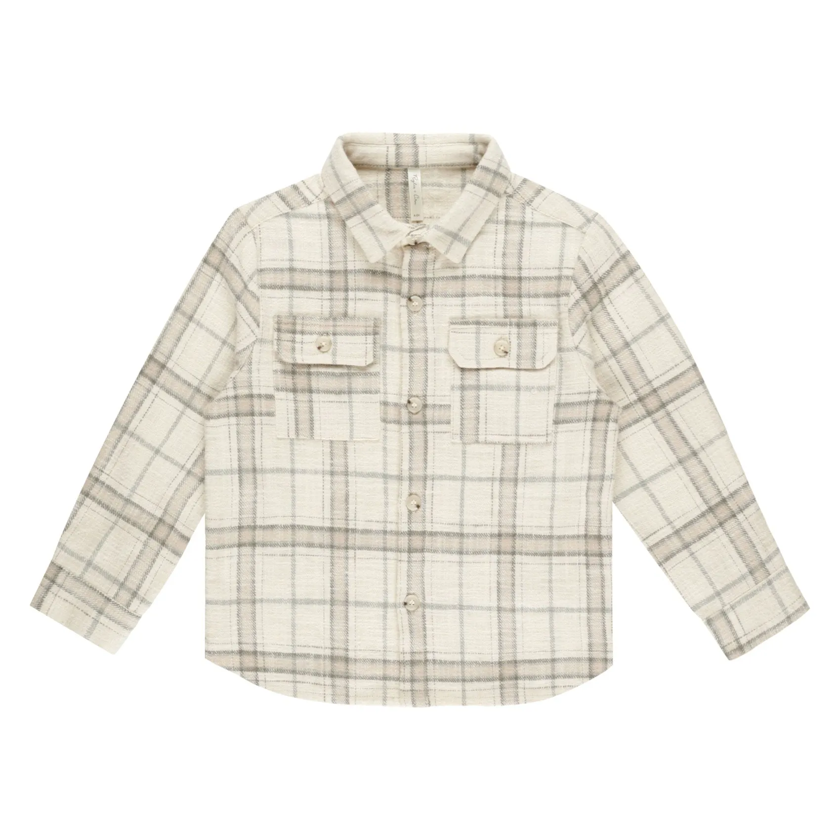 Collared Long Sleeve Shirt - Rustic Plaid - Stone - FINAL SALE
