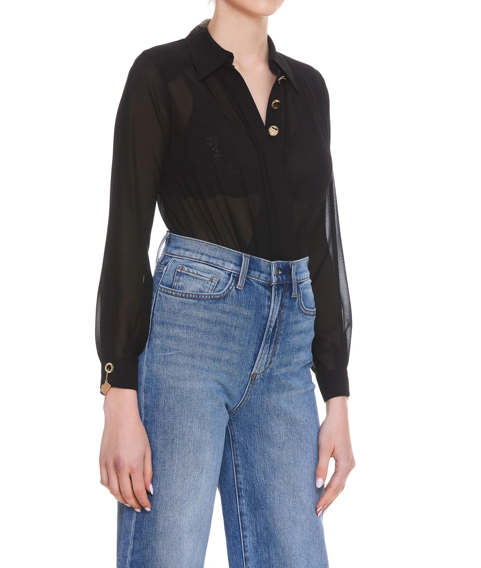 Elisabetta Franchi V-Neck Buttoned Bodysuit