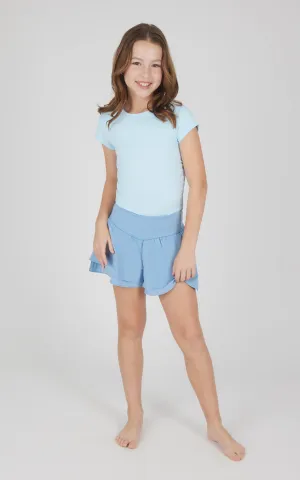 Girls 2 PC Short Sleeve Tee   Woven Short