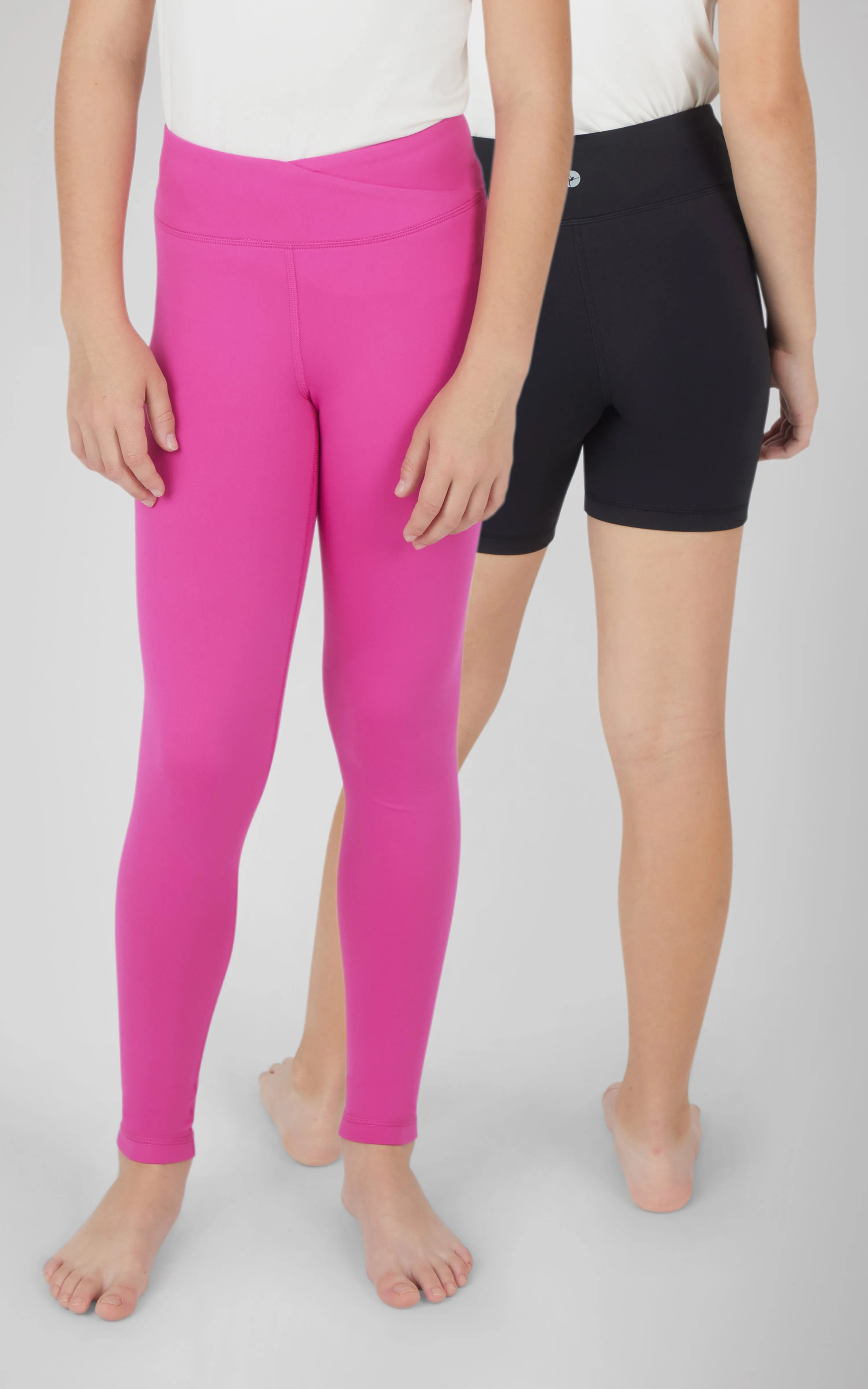 Girls 2 PK Lux Crossover Legging   6" Bike Short