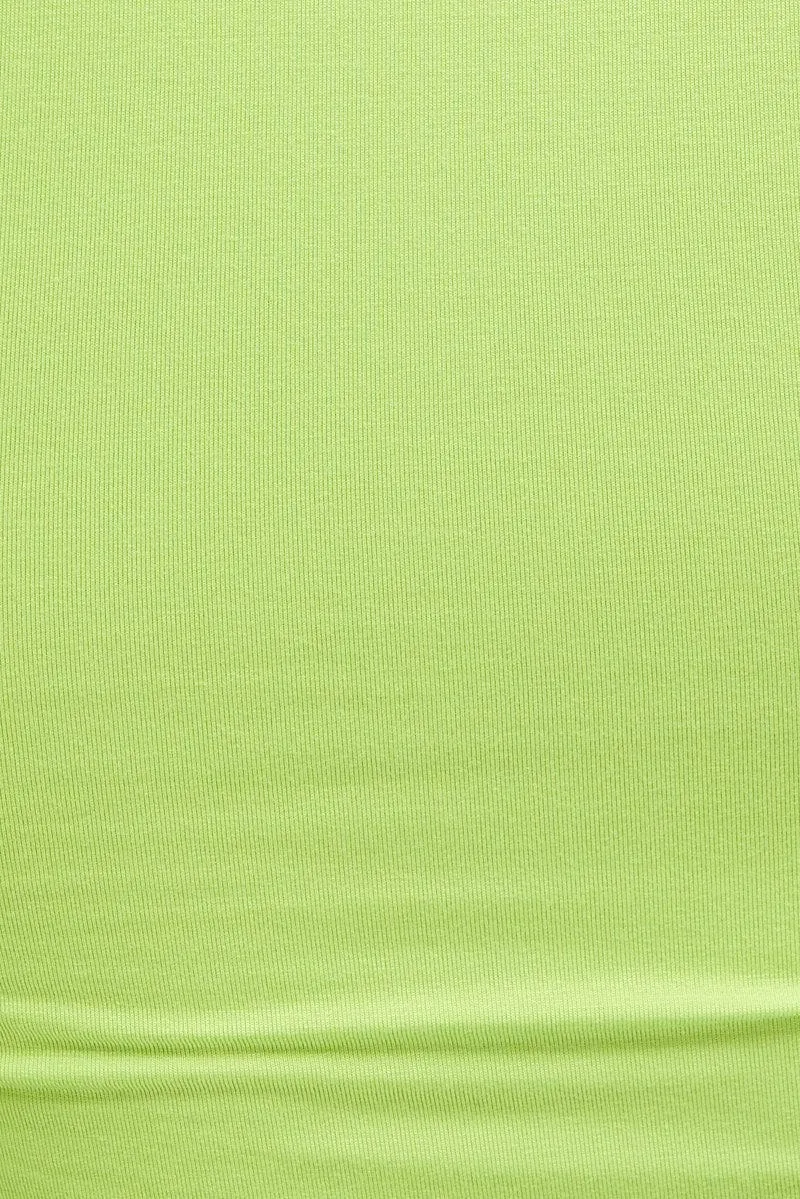 Green Top Long Sleeve Mock Neck Cold Shoulder Jersey