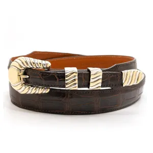 Herb Gansheimer Heritage w/ 14k Gold Stripes Belt Buckle Set 0.75