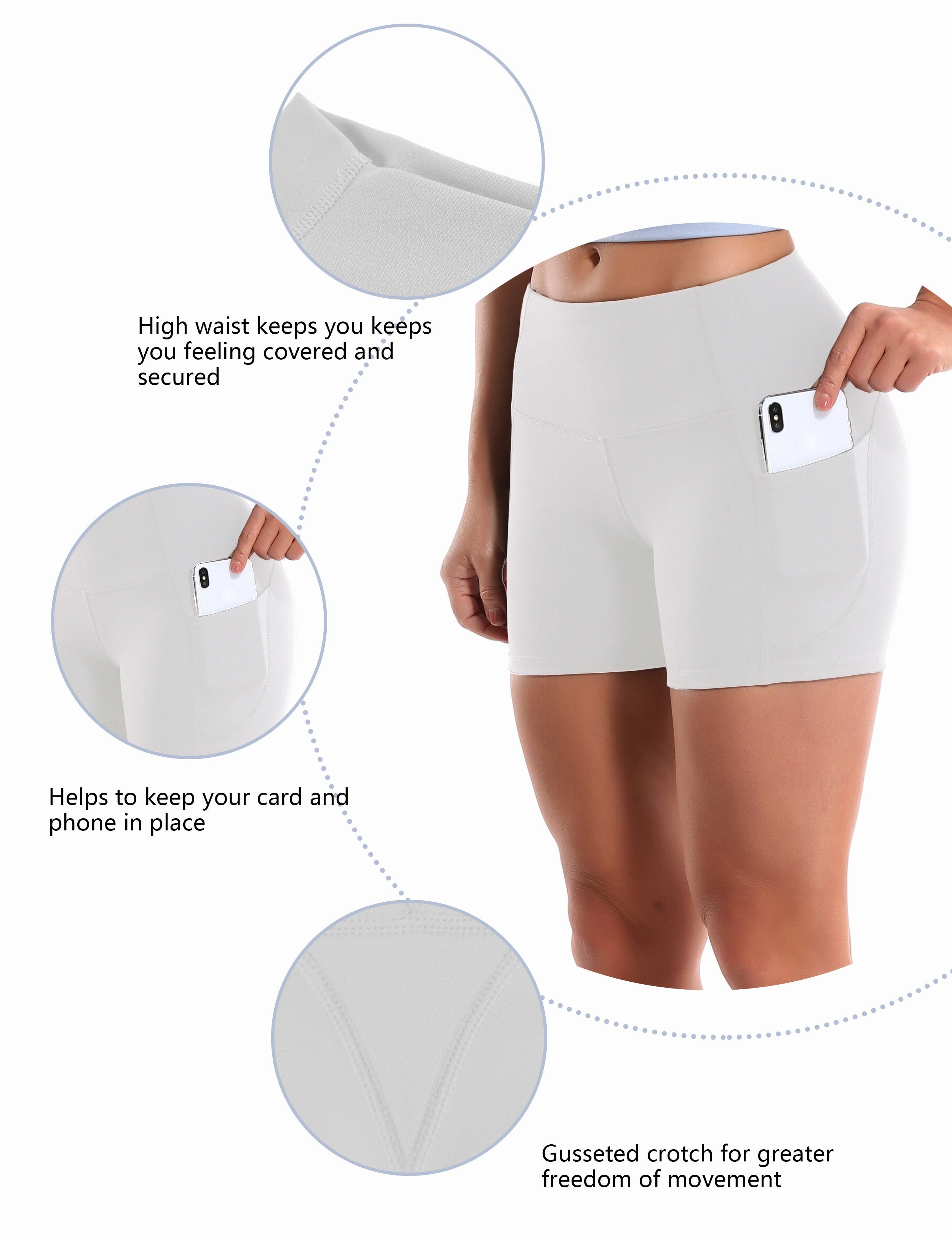 High Waist Side Pockets Plus Size Shorts white_Plus Size