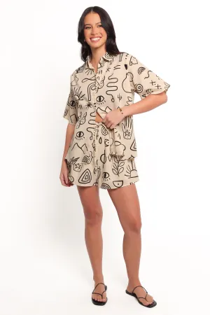 Isabella Short Set - Beige Black