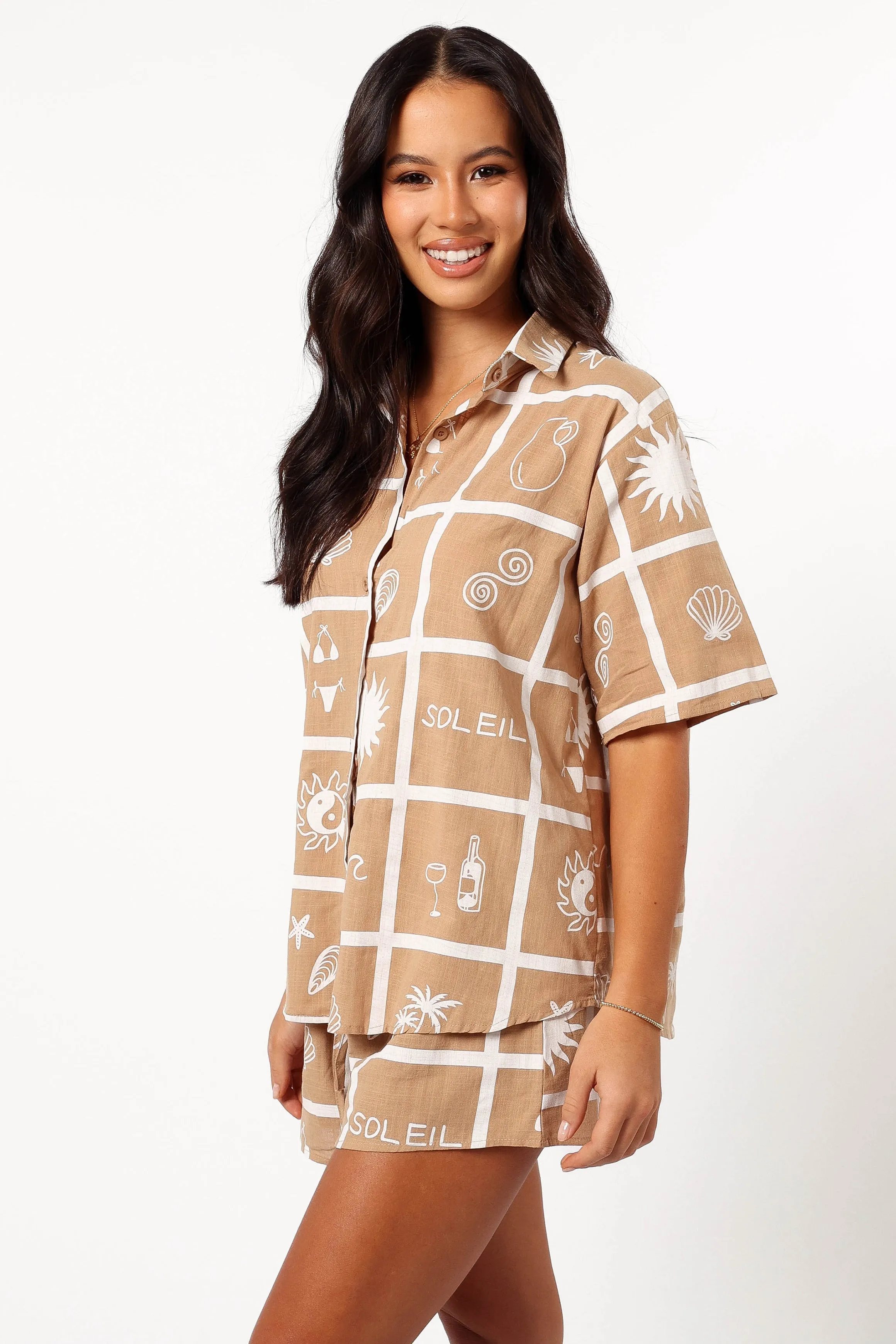Isabella Short Set - Tan Soleil Print