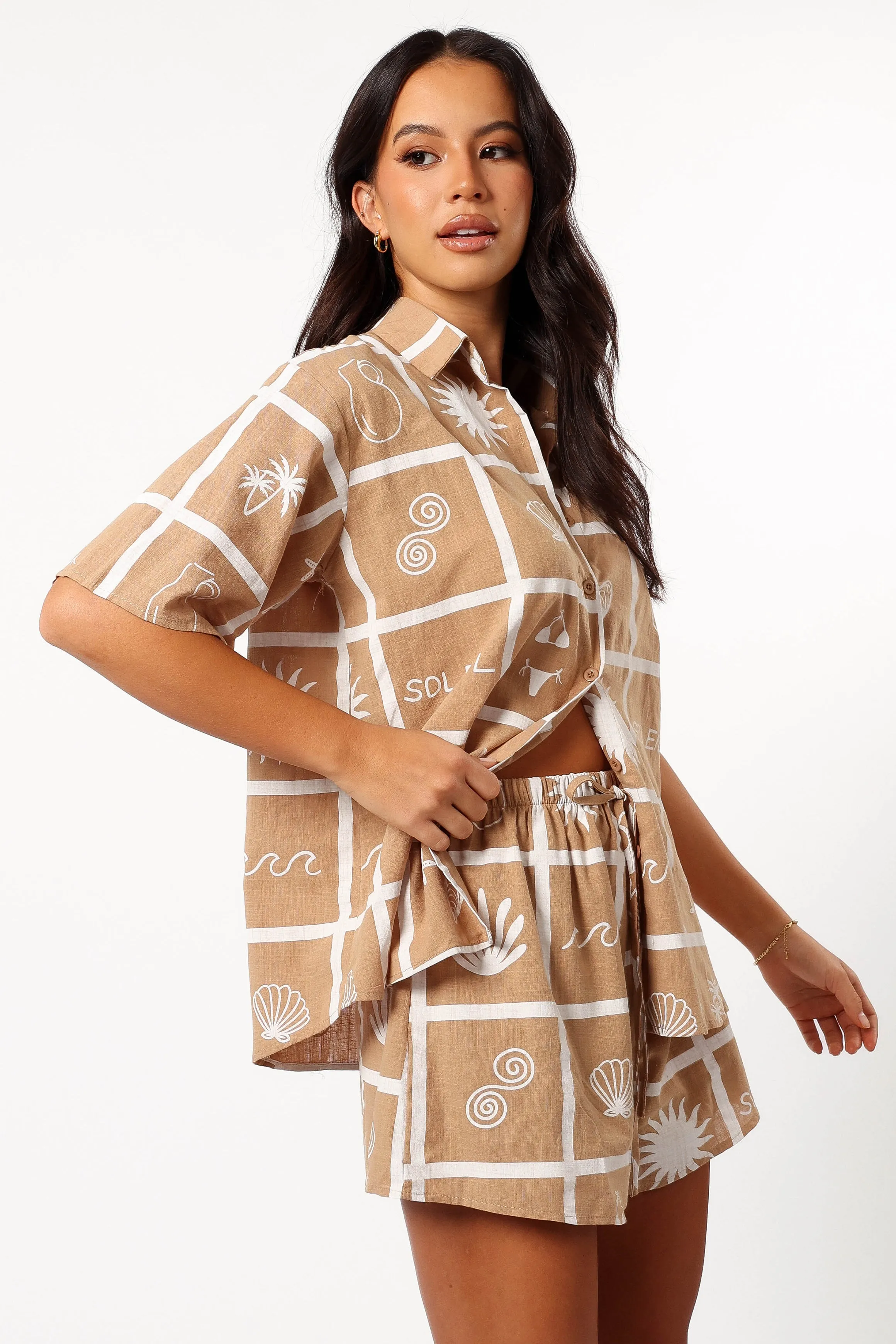 Isabella Short Set - Tan Soleil Print