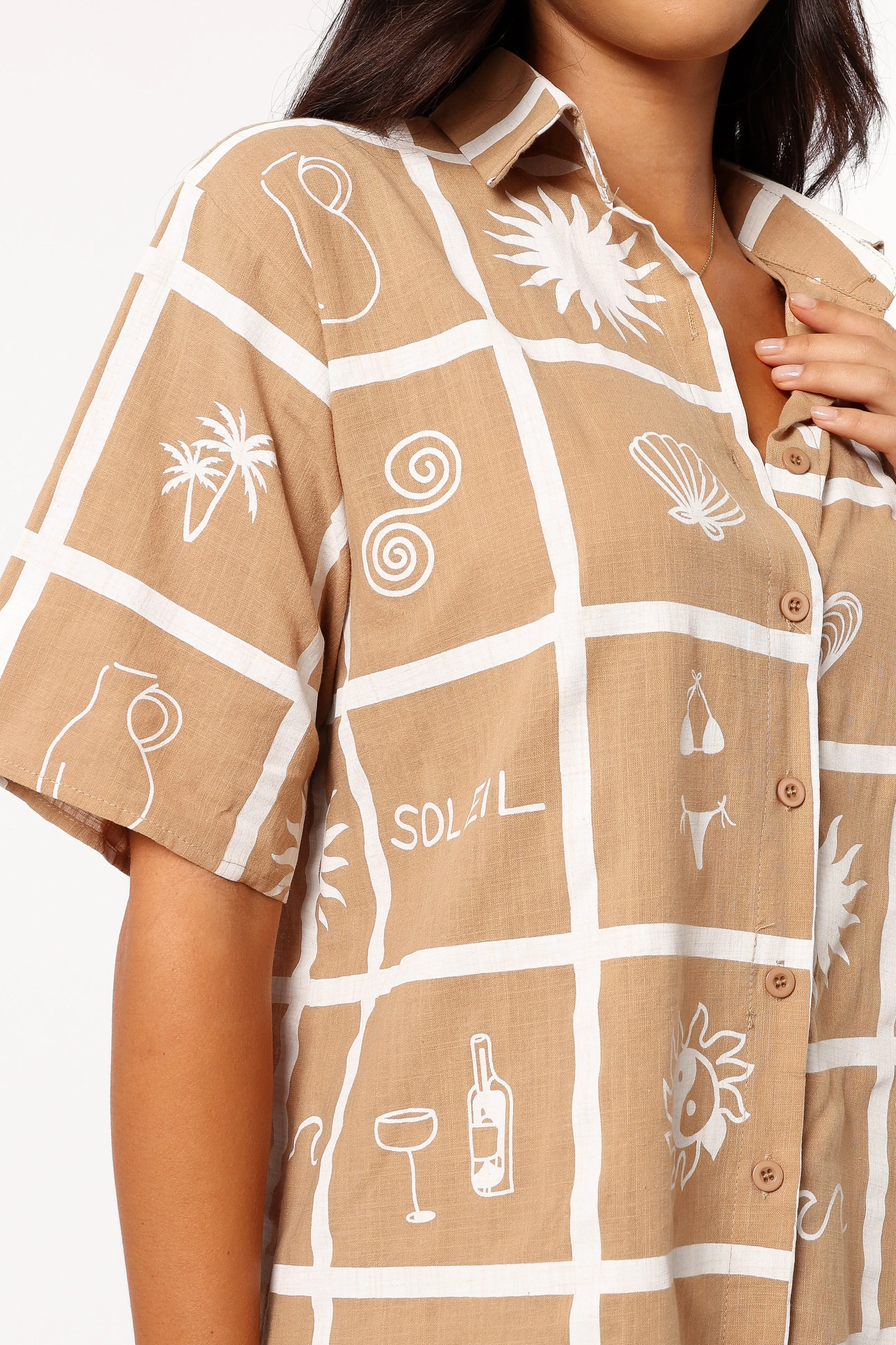 Isabella Short Set - Tan Soleil Print