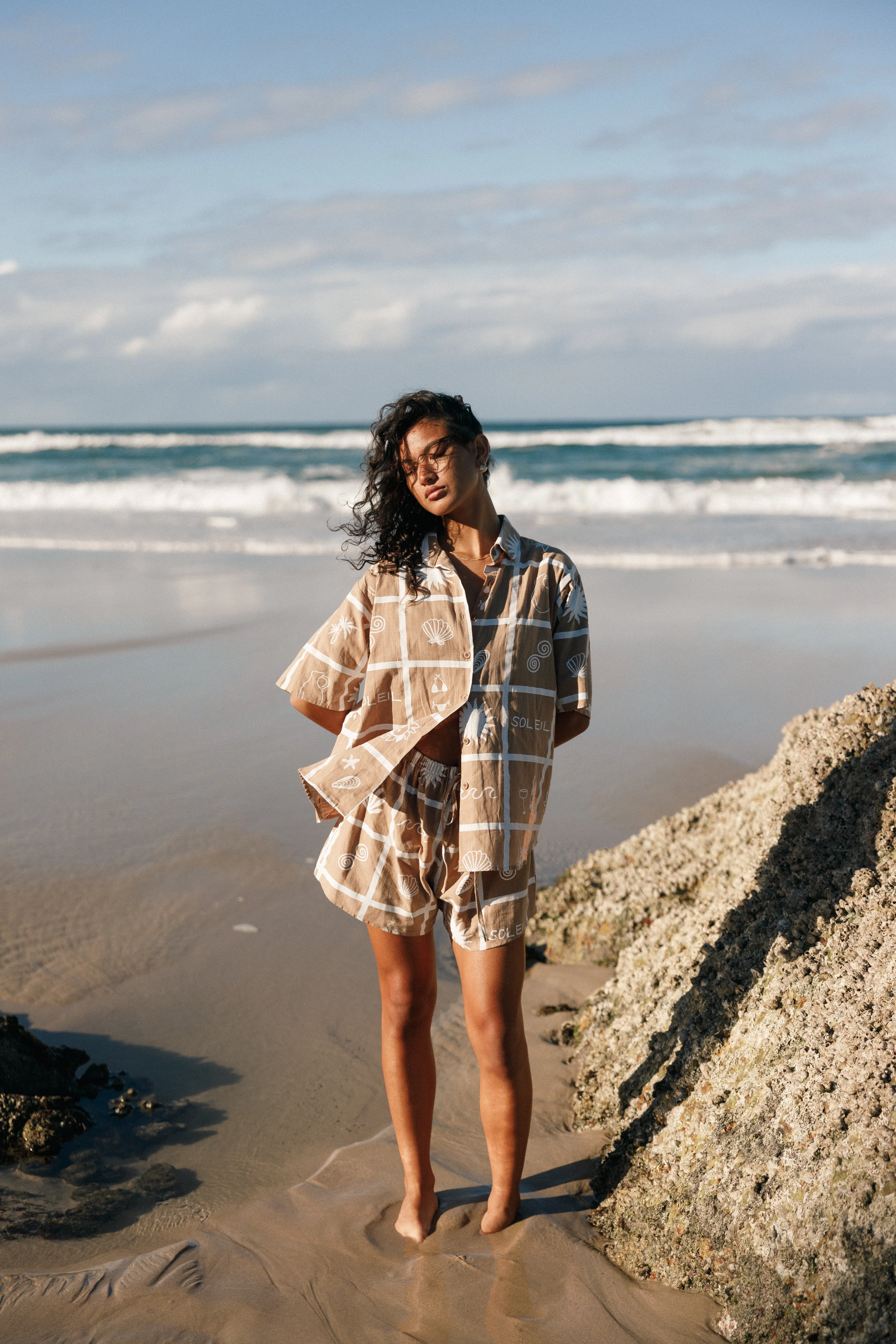 Isabella Short Set - Tan Soleil Print