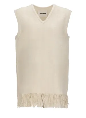 Jil Sander Fringed V-Neck Top
