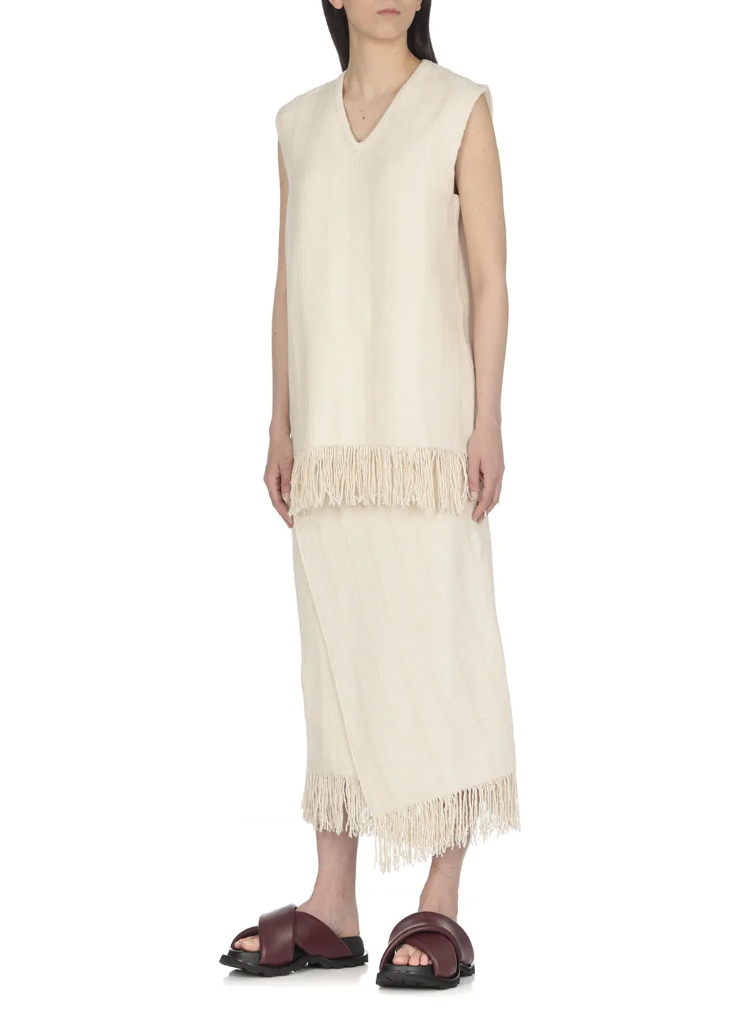 Jil Sander Fringed V-Neck Top