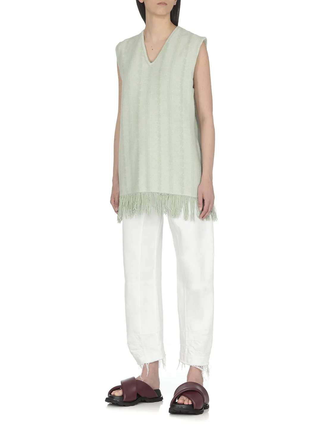 Jil Sander Fringed V-Neck Top
