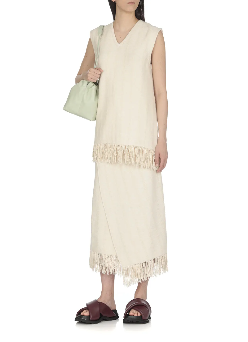 Jil Sander Fringed V-Neck Top