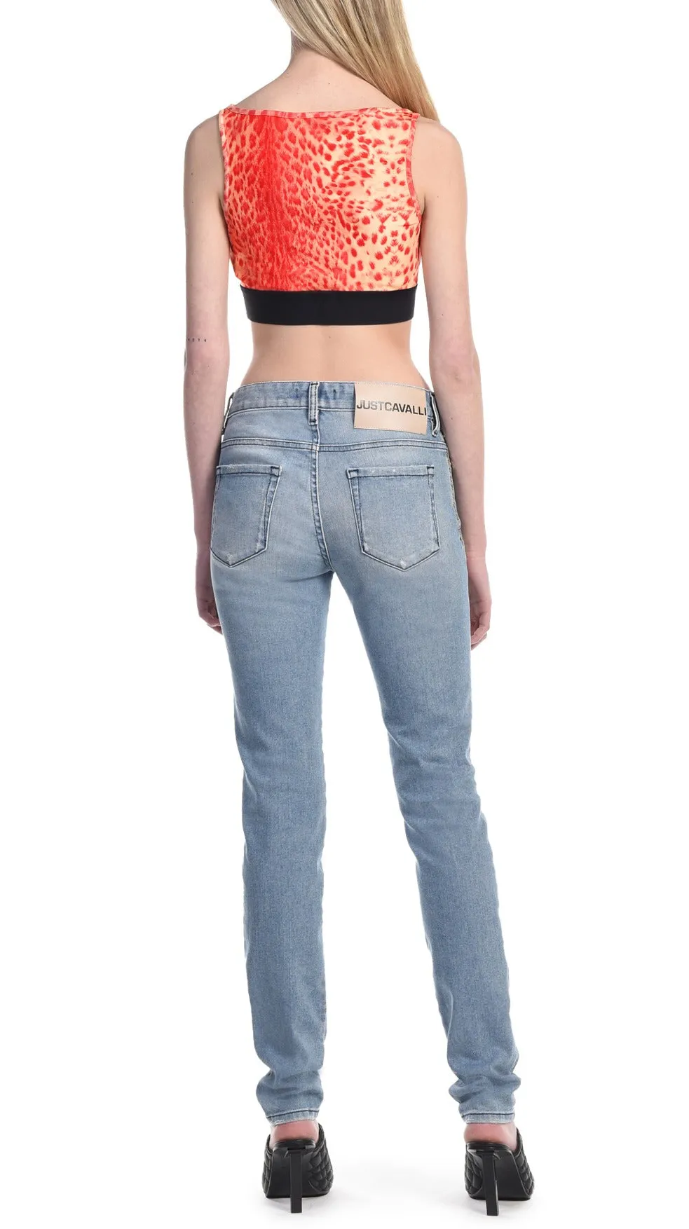 Just Cavalli Animal Print Logo Band Crop Top