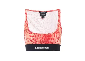 Just Cavalli Animal Print Logo Band Crop Top