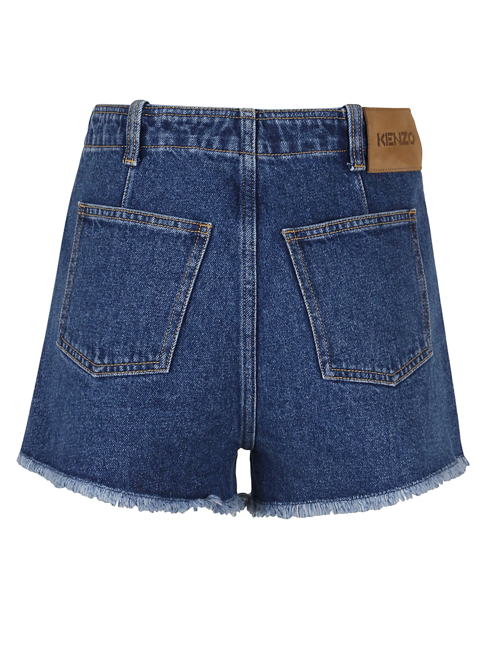 Kenzo Mid-Rise Fringed Edge Denim Shorts