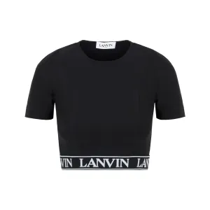 Lanvin Logo Waistband High-Neck Top