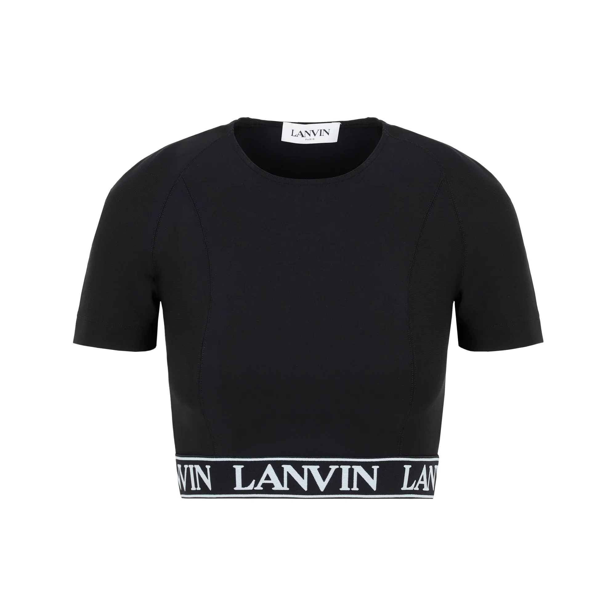 Lanvin Logo Waistband High-Neck Top