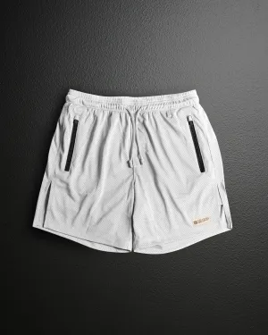 MENS MOMENTUM PATCH MESH SHORTS - WHITE