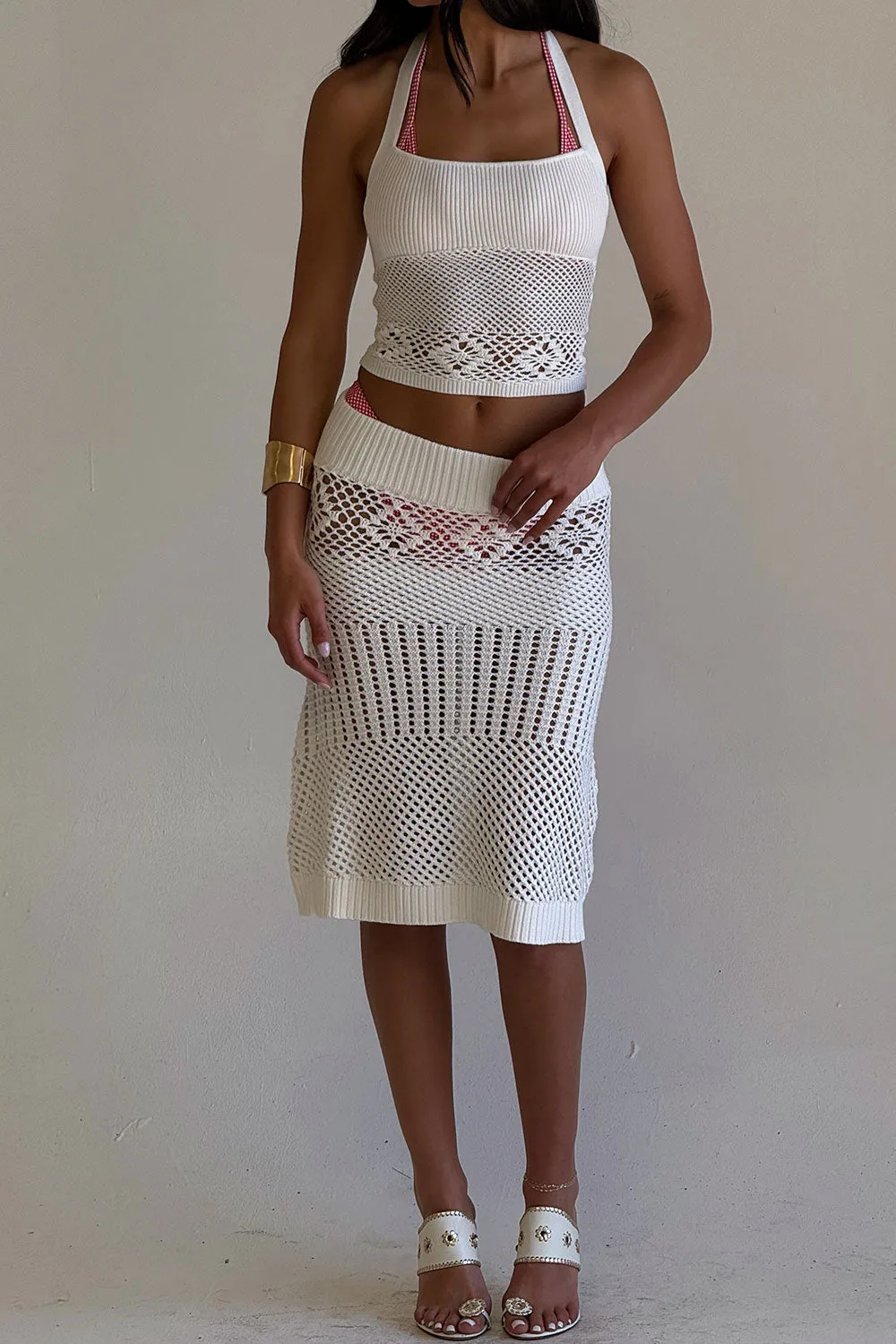 Orchard Crochet Midi Skirt - White