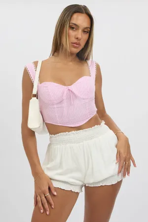 Pink Stripe Crop Top Sleeveless Corset