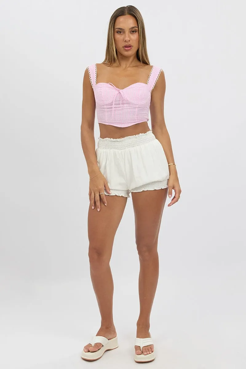 Pink Stripe Crop Top Sleeveless Corset