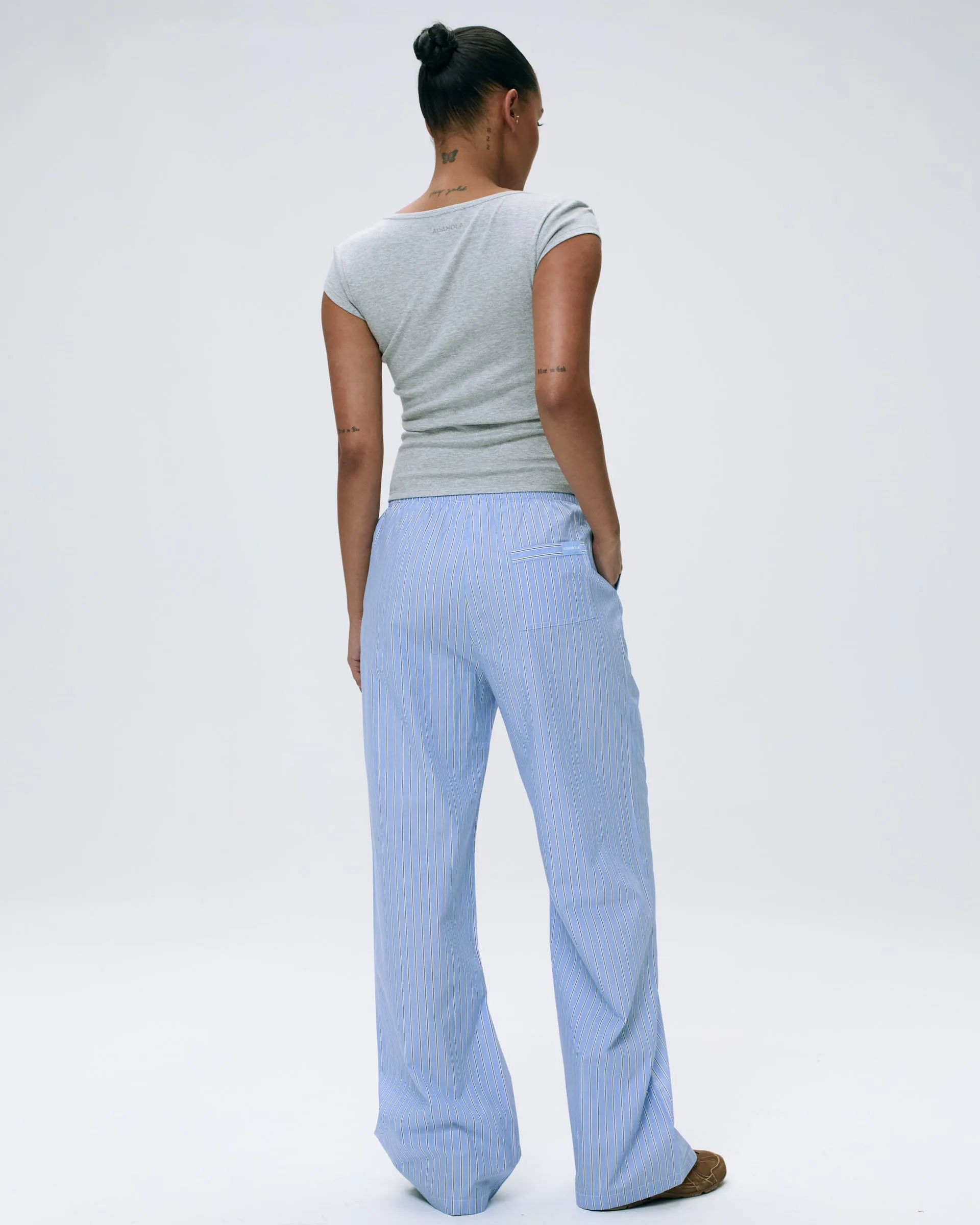 Rib Short Sleeve Scoop Neck Top - Light Grey Melange