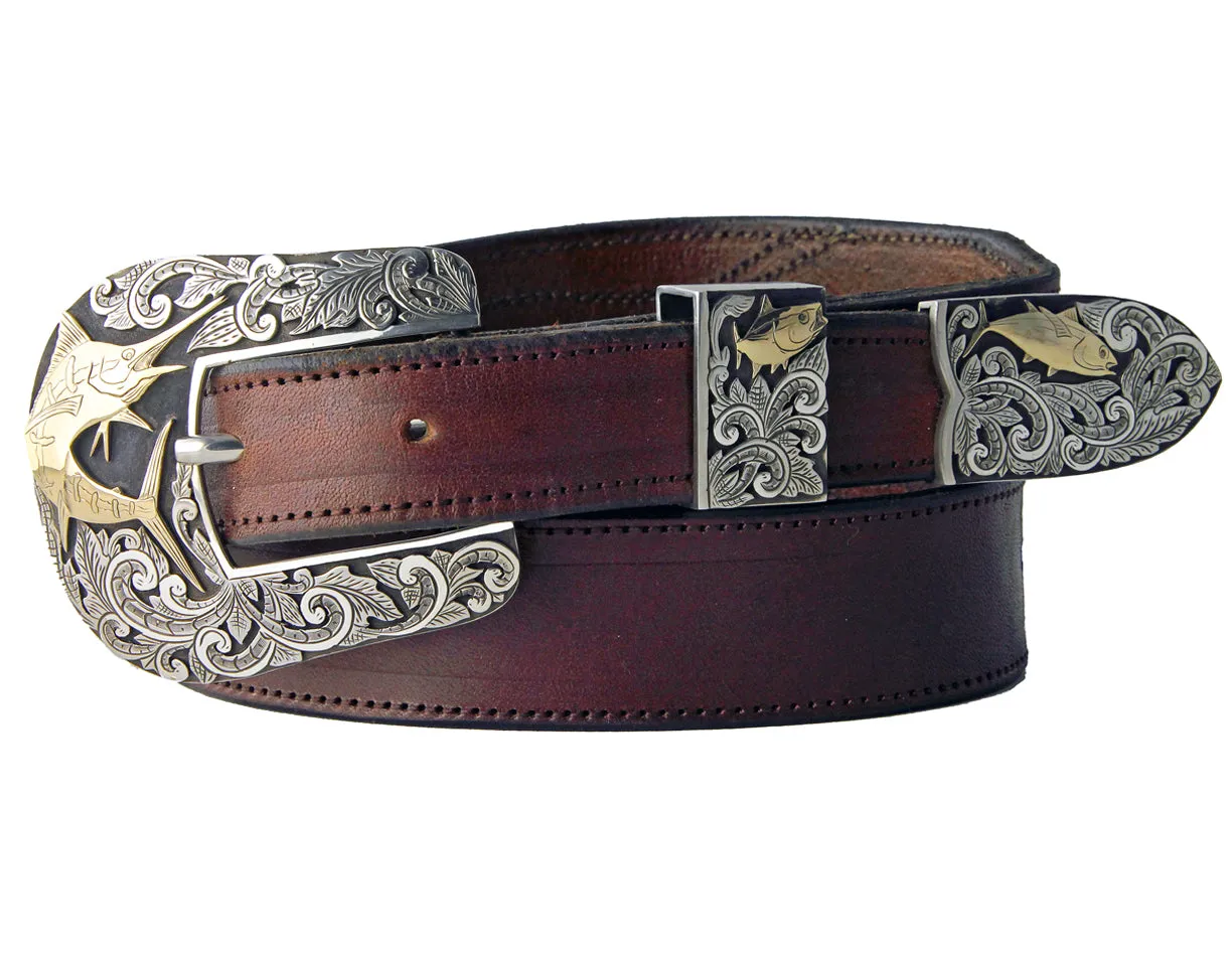 Richard Stump Marlin Chasing Tuna Buckle Set 1.0