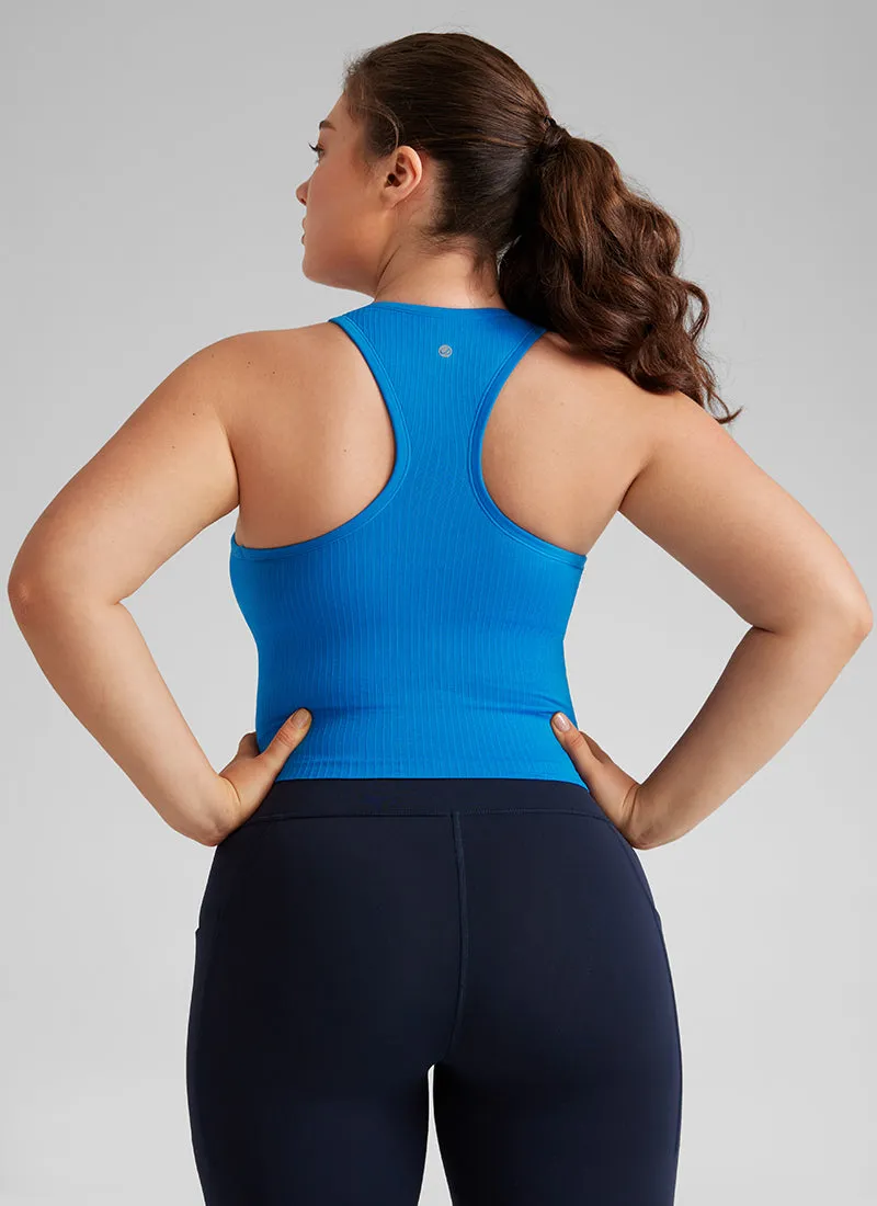 Seamless Ribbed Longline High Neck Crop Tank Racerback