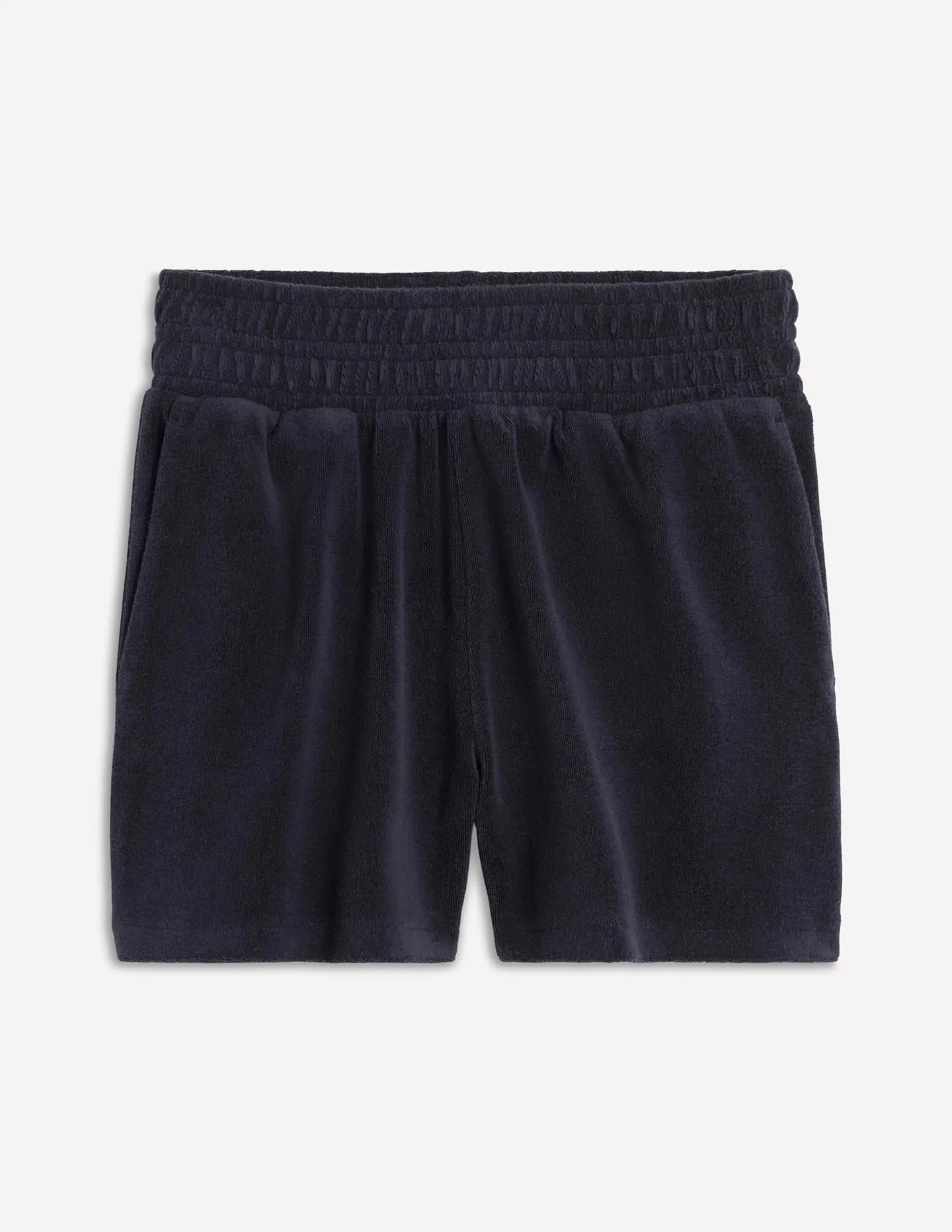 Smocked Towelling Short-Navy