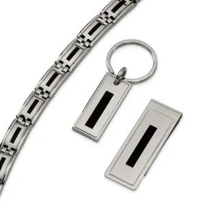 Stainless Steel Enameled Bracelet, Money Clip and Key Ring Set